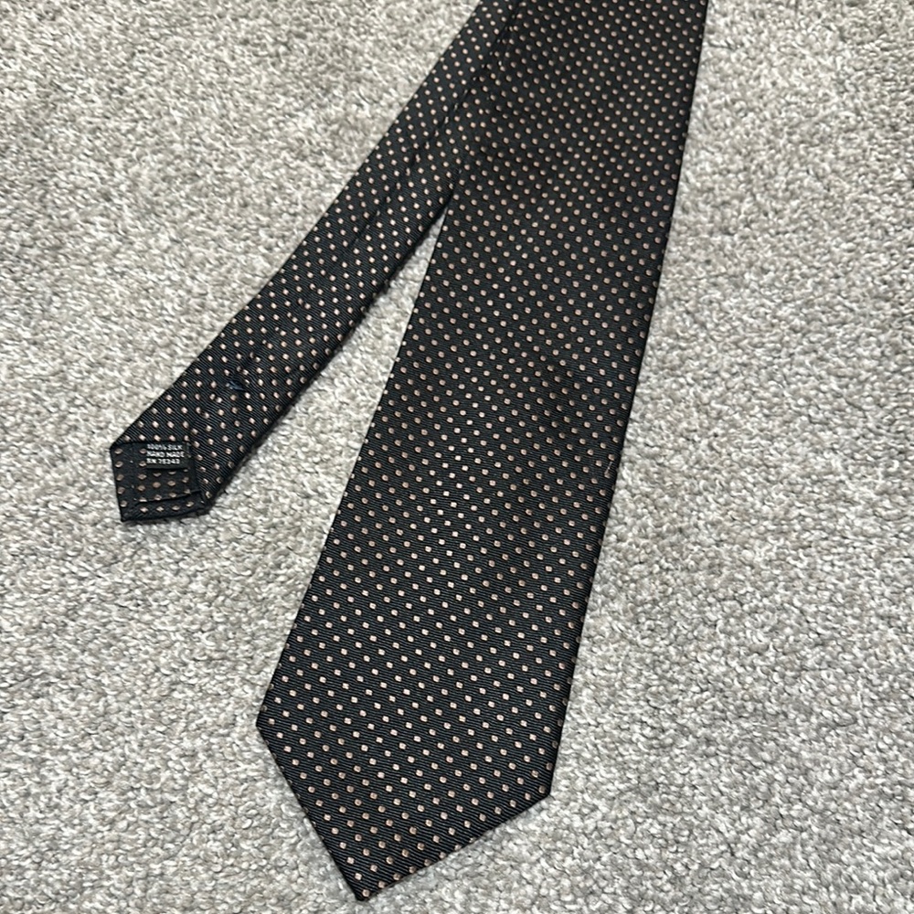 Fabio Ferretti Black Tie‎ with brown dots Classic Width Tie 100% silk tie